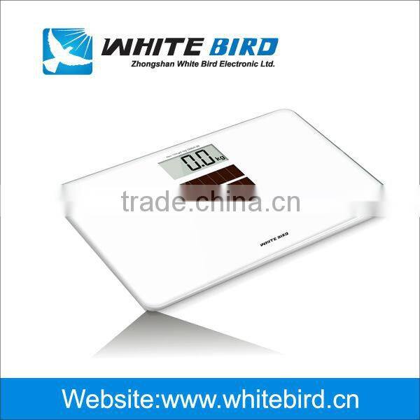 WhiteBird glass digital bathroom scale with large LCD