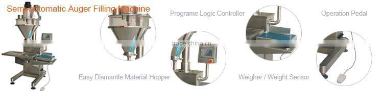Semi-automatic easy operation parameter chillpowder packing machine with screw feeder
