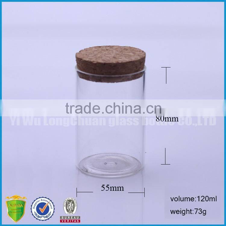 4oz Wide Mouth Clear Round Glass Storage Jars With Wooden Bamboo Cork Lid