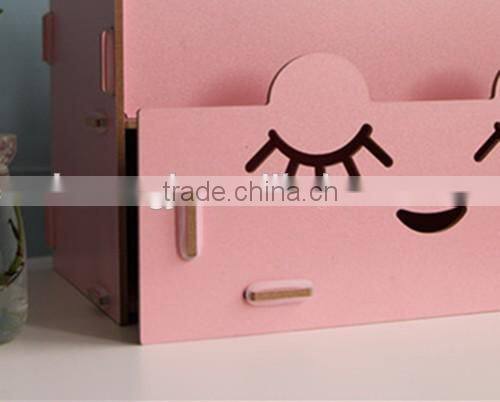 Wholesale pretty pink handmade houseware fold female storage comestic box & organizer for living room