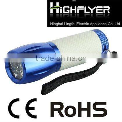 New grow-in -the-dark 9 led torch flashlight