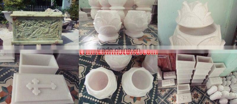 Funeral coffin, cremation urn phonix green marble stone hand carved sculpture from Vietnam