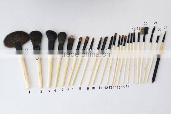 professional brushes make up 23 pieces wood handle nylon hair with pouch