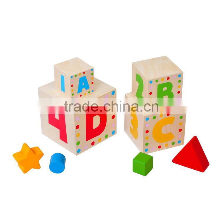 Educational geometric shape construction outdoor wooden building blocks toy