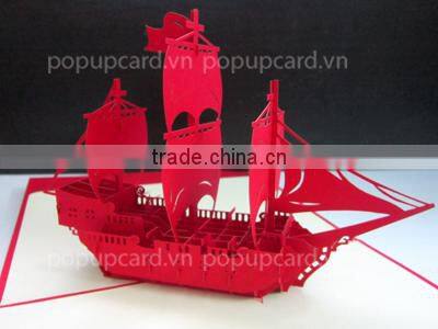 Boat (big size - red colour) 3d pop up greeting card