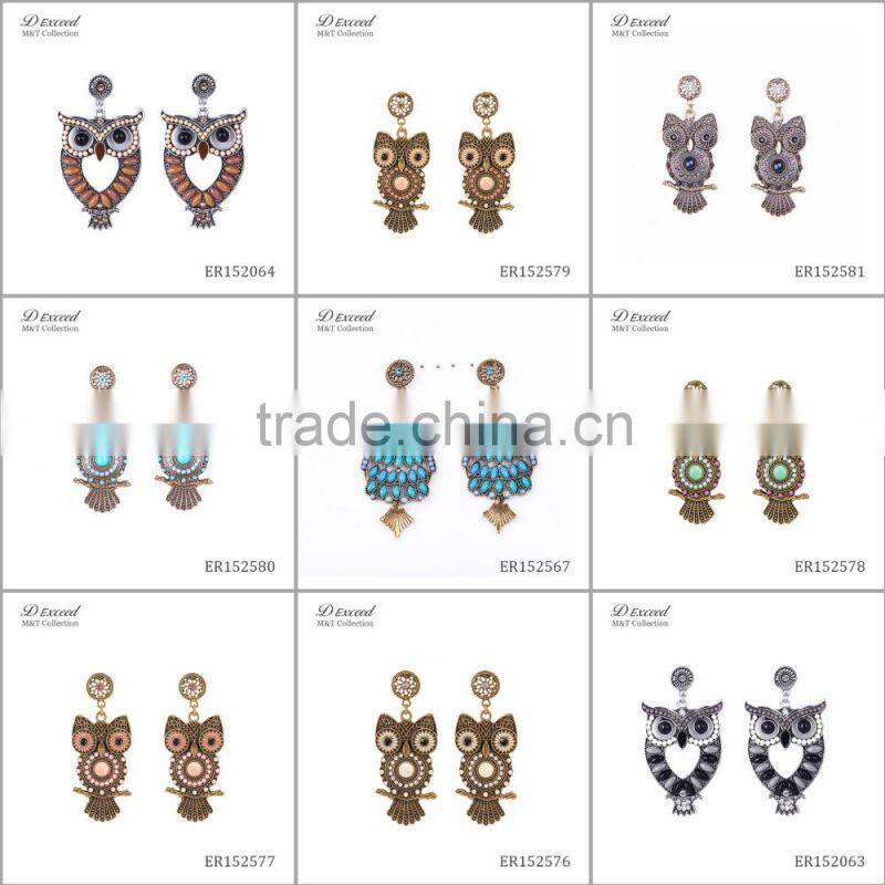 Fashion Designs Ladies Vintage Jewellery Earrings Bohemian Style Tortoise Silver Plating Drop Earrings