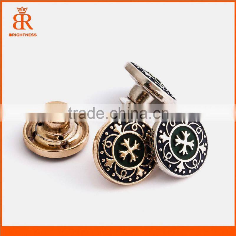 Fashion man clothing zamak button silver jeans button name clothes button