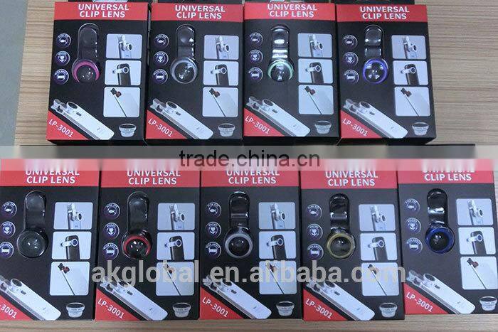 wholesale china factory 3 in 1 Wide angle+Fish eye+Macro clip-on lens for mobile phone camera lens