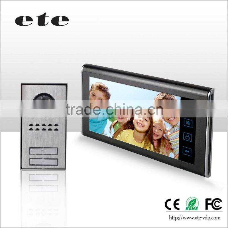 7"tft-lcd color video / audio intercom system multi-unit video door intercom system for 2 apartment