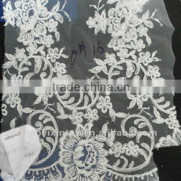Spangle Embroidery Lace Fabric on Mesh for Wedding