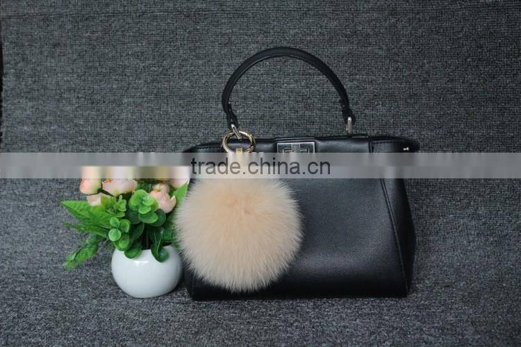 Real Natural Fox Fur Ball Pompom Keychain Hanging Accessory Pendant