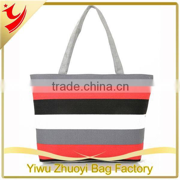 High Quality Striped Canvas Lady Shoulder Tote Bag