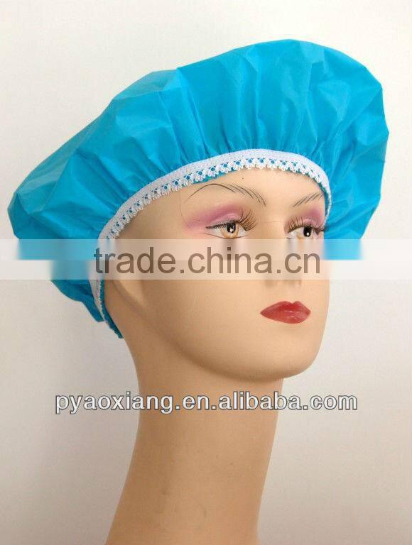 The latest sky blue environmently friendly shower caps or hats for hotel and other places