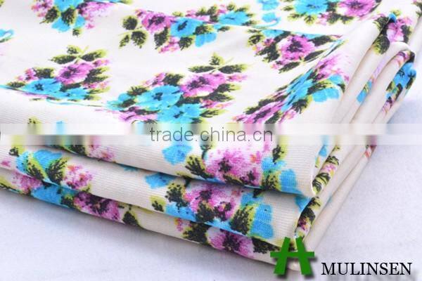 Shaoxing textile Floral Pattern Printed Knitted Polyester DTY Fabric
