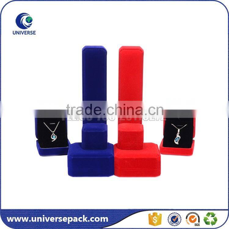 Red &Navy blue flocked jewelry boxes for export sale