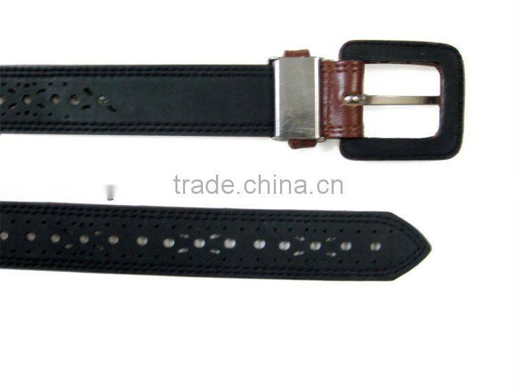 Women's 3cm Wide Casual Coffee Color PU Leather Hole Belt for Jeans