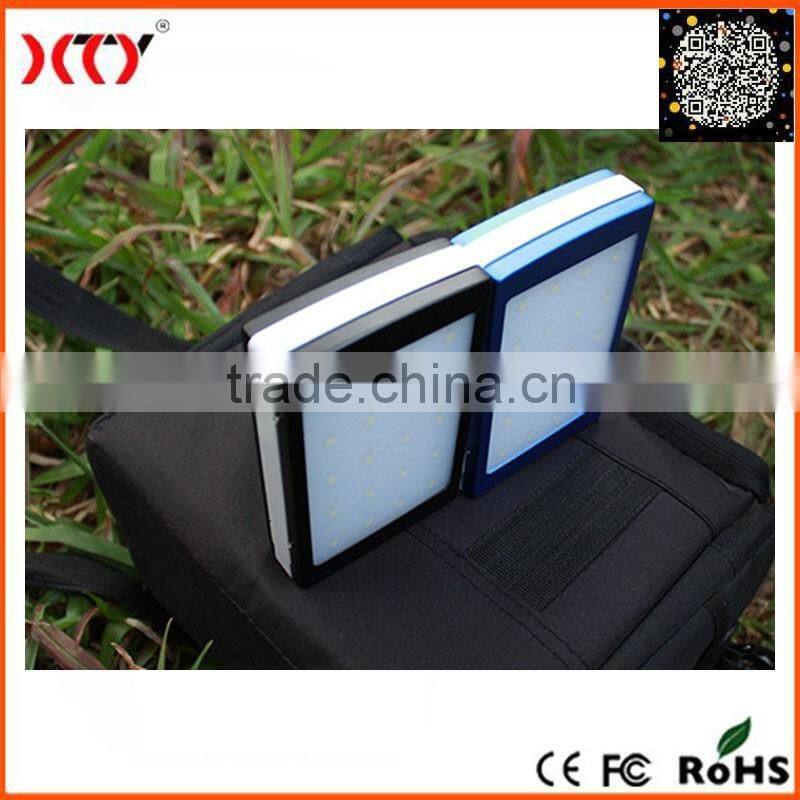 High Capacity Alloy Dual USB 10000mAh Solar Power Bank With Camping LED Light