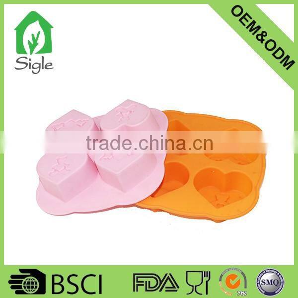 4 cavity Heart Shape Silicone Ice Mold molds silicone cupcake mold