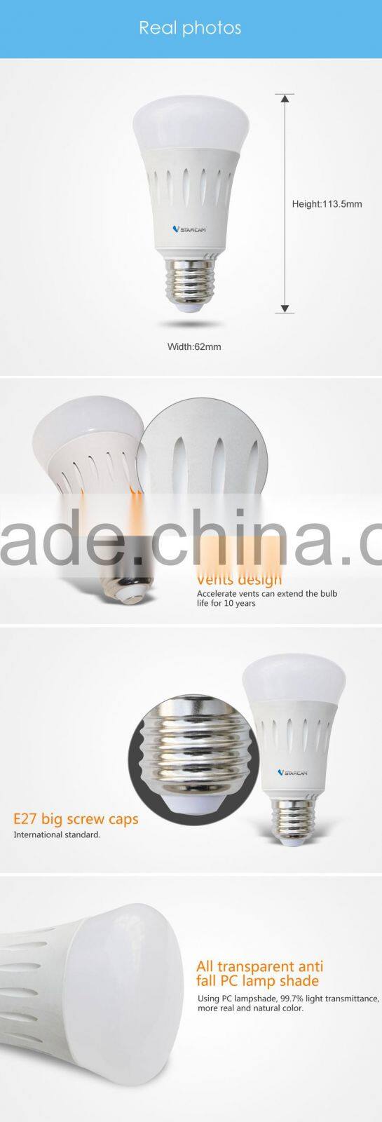 VStarcam Hot selling 6W WF820 smart lamp led wifi light bulb