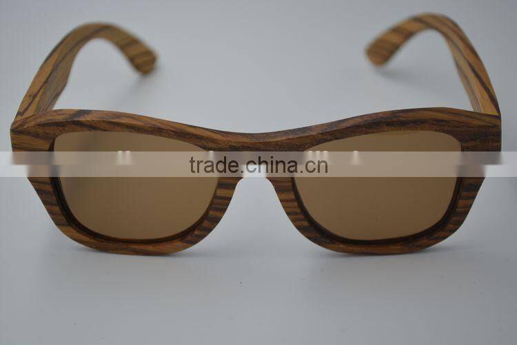 2015 OEM Zebra Wood Factory Price Custom Wooden Frames Sunglasses Handmad Wood Sunglasses Polarzied Lense