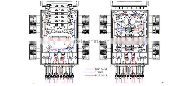 FTTH 16pc SC adapter fiber box(Indoor or outdoor)wall mounting or Pole mounting Uncutting fiber box