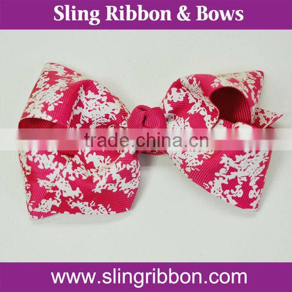 Flower Floral Print Grosgrain Ribbon Hair Tie Hair Clip