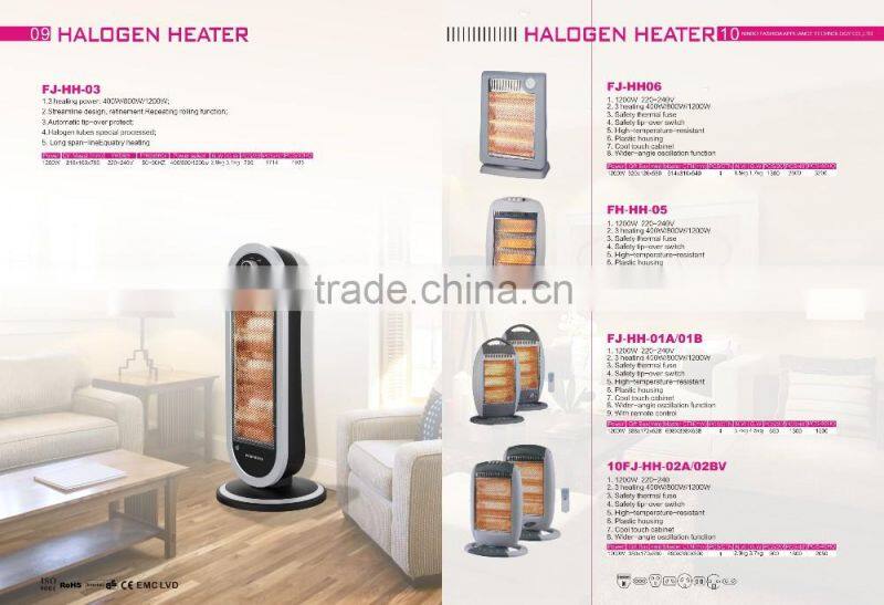 3tube 1200W with oscillation quartz heater for office, bedroom ,sitting room etc