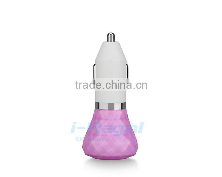 Professional universal Plastic colorful micro dual usb car charger for iphone6