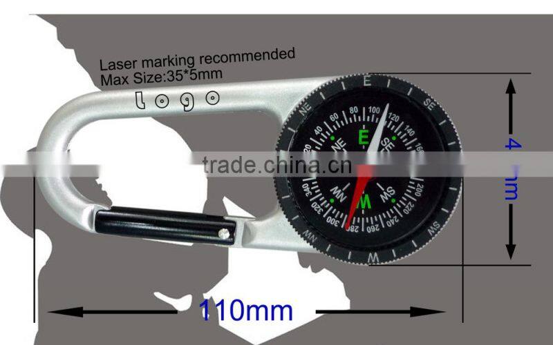 Zinc alloy climbing carabiner compass