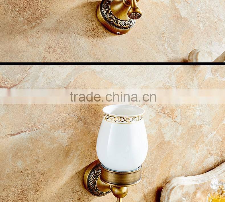 889F hotel use bathroom accessory archaize single cup Carve patterns or designs on woodwork single Tumbler Holder
