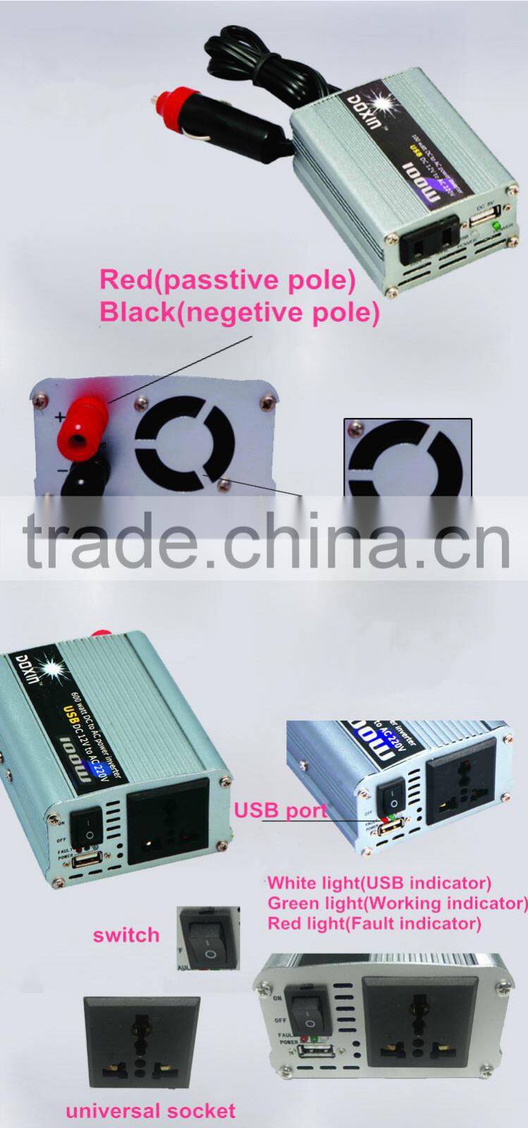 dc to ac 12v 220v solar home use 100w power inverter with cigarette lighter