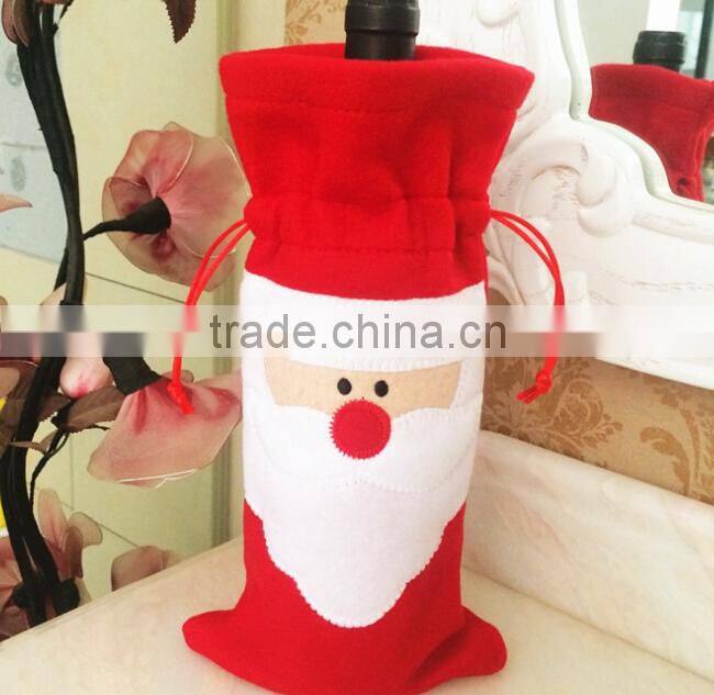 Promotional christmas decoration, hot sale santa claus bottle case, christmas red wine bottle cover
