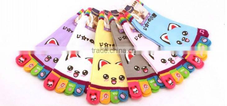 Women's five toe socks, smiling face toe socks, lovey cartoon summer toe socks