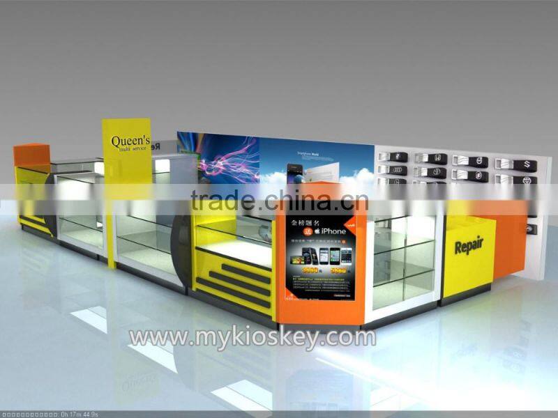 High end cell phone display showcase in cell phone shop for retail