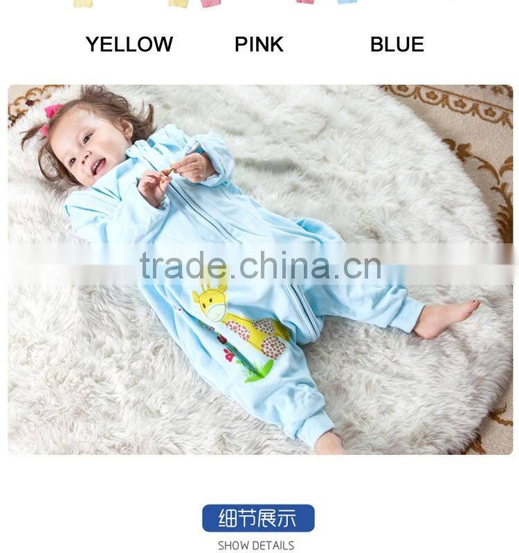 100% cotton anti kicking infant child foot sleeping bag long sleeve without filling blue style