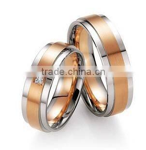 Polished matching couple set rose gold plated titanium couples wedding rings