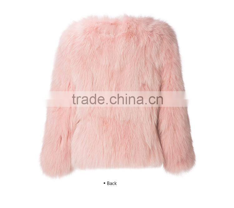 wholesale real pink fox fur jacket coat for women