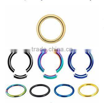 16 Gauge Blue Yellow Anodized Titanium segment ring free lip nose rings