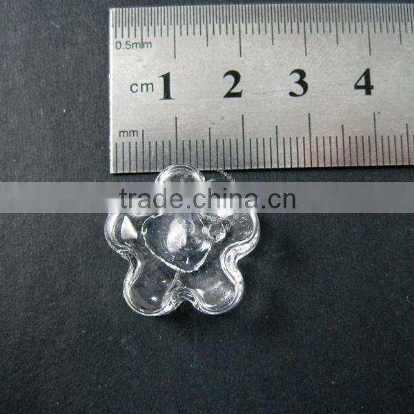 21mm transparent star flower shape glass dome cabochon with 3mm hole DIY jewelry supplies 3070069