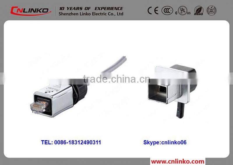 IP67 Front Panel Mounted Male to Female Waterproof RJ45 Connector with Ethernet Cable
