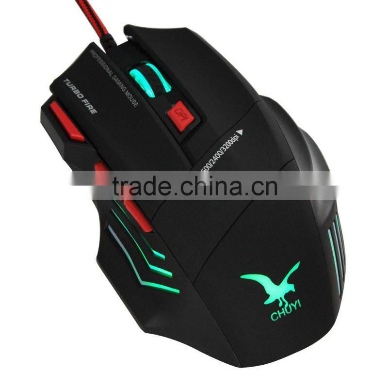 Hot sale 2400DPI Wired 7D Optical PRO Gaming Mouse Mice black