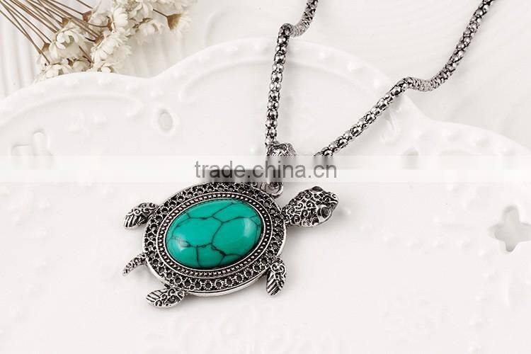 Animal bracelet necklace earring set alloy 4pcs turquoise tortoise jewelry sets