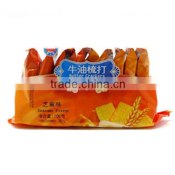 200g Soda Crackers Biscuits Crispy Square Shape Salty Sesame Flavor
