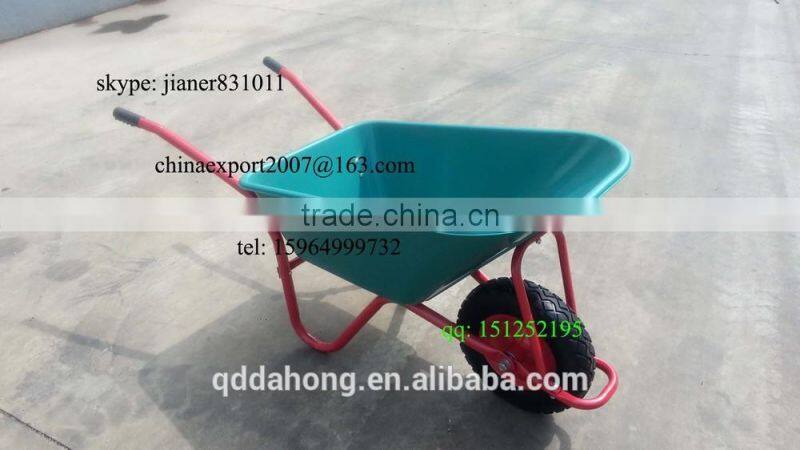85L Wheelbarrow with Green Plastic Tray for Garden Use