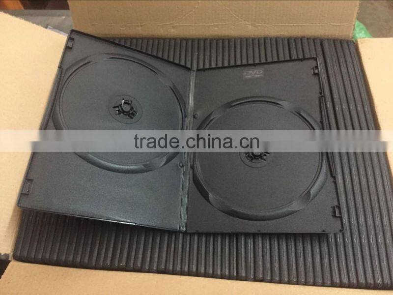 SLIM 7MM DOUBLE DVD DISC CASE,BLACK PP CD DVD CASE