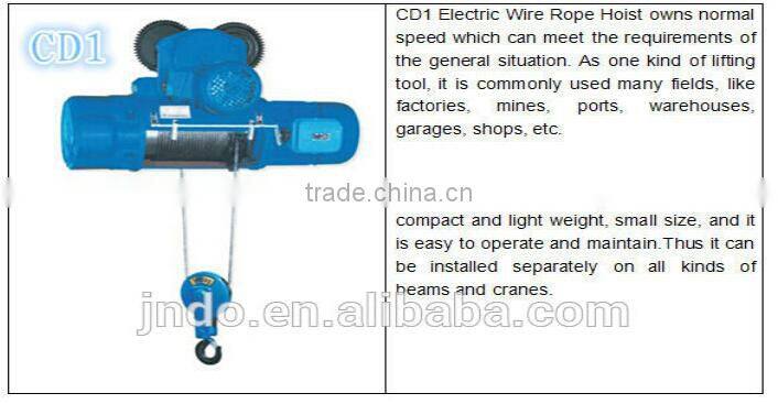 2014 NEW CD1 1-20 ton 3 phase elevator electric wire rope hoist price