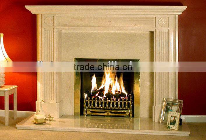 Sunny Yellow Marble Fireplace Mantel Surrounding