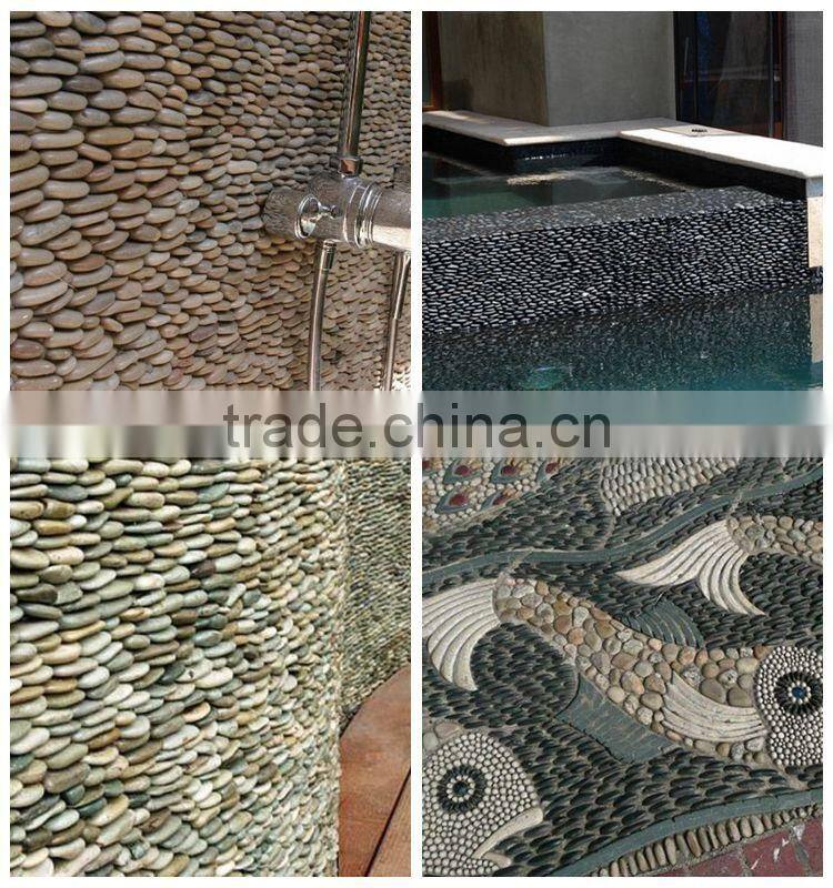 Polished Shiny Ivory Washed River Stone Red Pebble Stone Floor