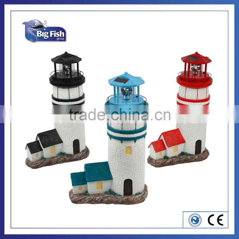 Polyresin LightHouse for Garden Decoration Outdoor LED Solar Light