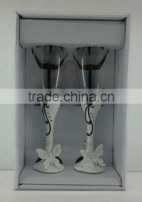 bride and groom champagne goblet wedding glass